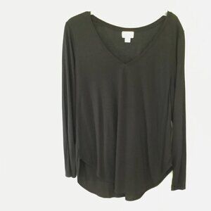 Old Navy Long Sleeve Tee Tunic Deep V-Neck Pullover Women's Size Large in Black